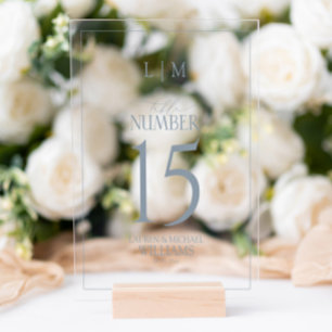 Monogramme bleu foncé moderne Numéro de Mariage