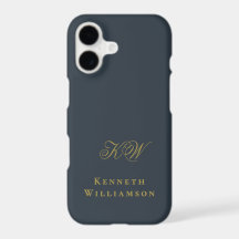 Monogramme Bleu Marine Or Nom Minimaliste Hommes