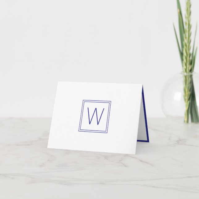 Monogramme bleu marine simple et blanc (Devant)