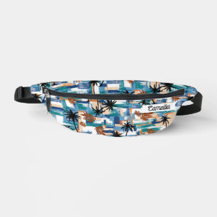 Monogramme bleu Motif Tropical Moderne