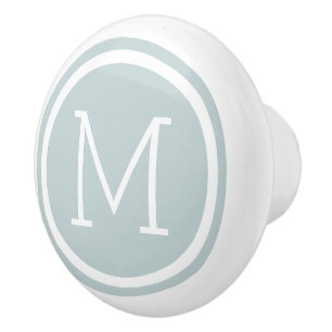 Monogramme bleu nuage - Bouton de tiroir personnal
