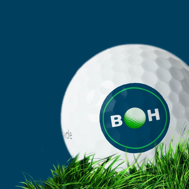 Monogramme bleu pour identifier les balles de golf (Créateur téléchargé)