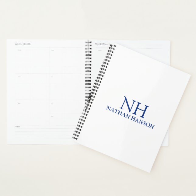 Monogramme bleu simple moderne (Devant avec enveloppe)