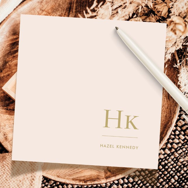 Monogramme Blush Simple Feminine Carte pour notes  (Créateur téléchargé)
