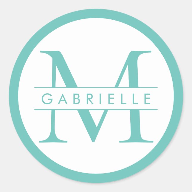 Monogramme Bordure Ronde Favoriser Étiquette - Tur (Devant)