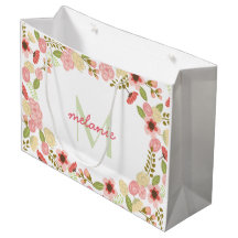 Monogramme Botanique Floral Grand Sac Cadeau