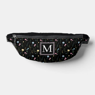 Monogramme Botanique Floral Noir et Rose Élégant
