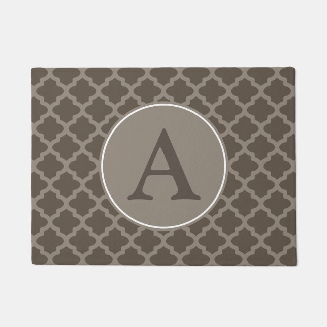 Monogramme Brown Bienvenue Mat Doormat Tapis Cadea (Devant)