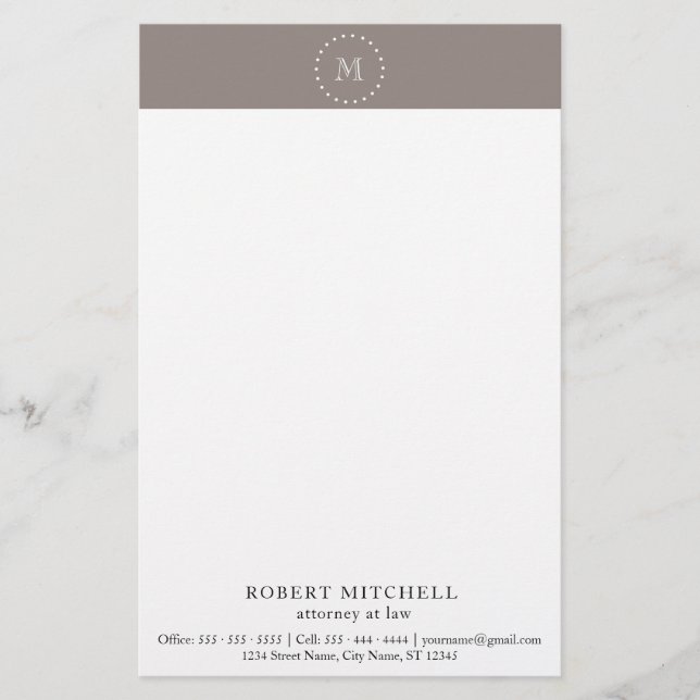 Monogramme Brown élégant papeterie professionnelle (Devant)