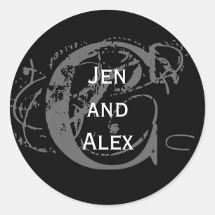 Monogramme C et Noms Sticker noir