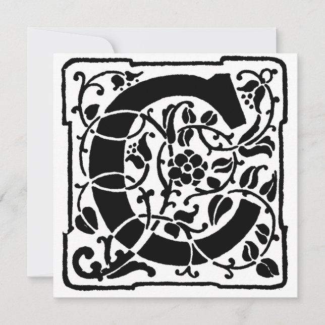 Monogramme C Modèle floral noir et blanc initial (Devant)