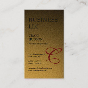 Monogramme Calligraphie or Tones Carte de visite