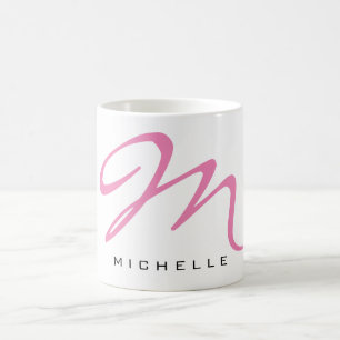 Monogramme Calligraphie rose Votre Nom Coffee Mug