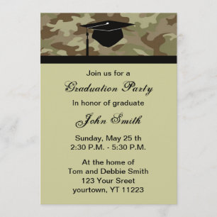 Monogramme Camouflage Graduation Party Invitation