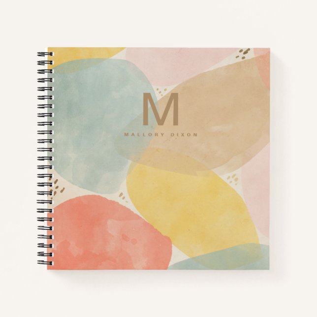 Monogramme Carnet de notes Abstrait avec nom (Devant)