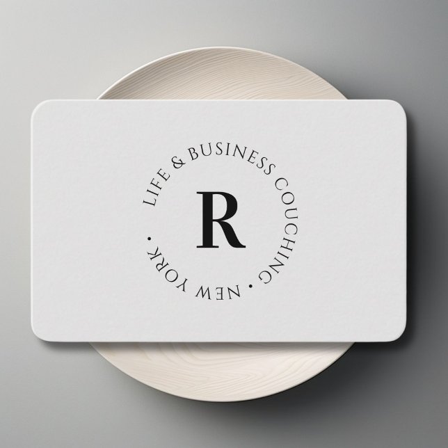 Monogramme, Carte de visite gris minimum (Monogram, Minimum Gray Business Card)