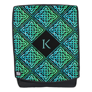 Monogramme Celtic noeud Diamond Blue Green sac à d