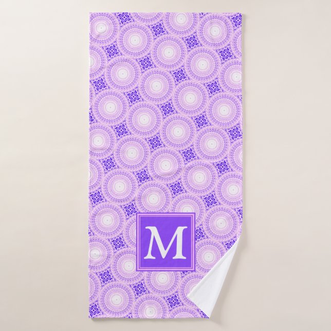 Monogramme cercles violets motif (Serviette de bain)