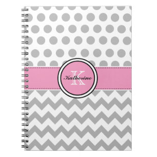 Monogramme Chevron gris et carnet de notes à