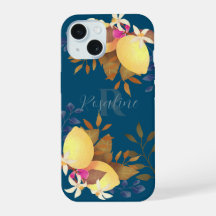 Monogramme chic citron turquoise