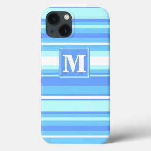 Monogramme ciel bleu rayures Coque-Mate coque ipho