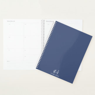 Monogramme Classic Élégant Minimal Dusty Bleu Blan
