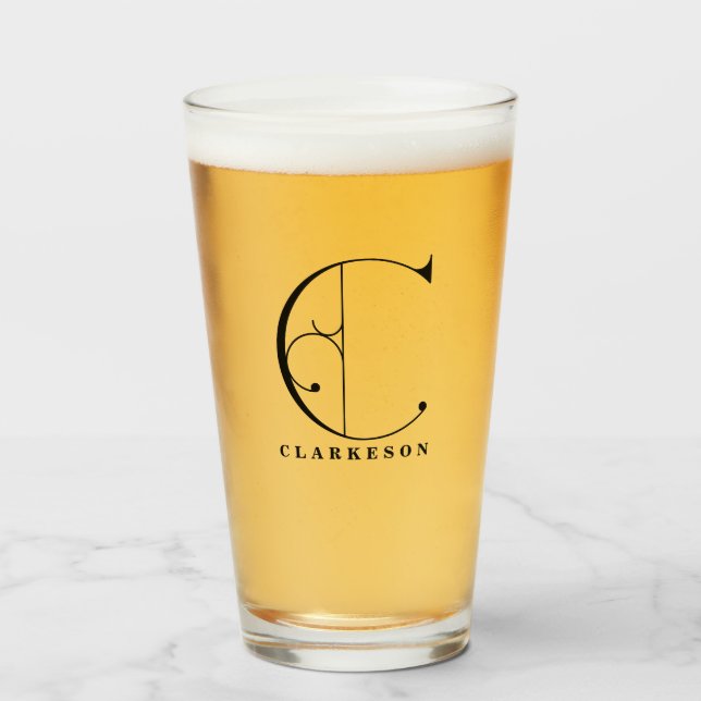 Monogramme classique C initial avec verre de nom d (Devant (rempli))