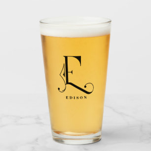 Monogramme classique E initial avec verre de nom d