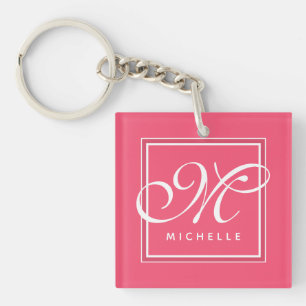 Monogramme classique en rose et en blanc