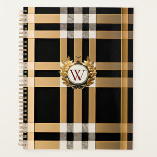 Monogramme Classique Gris Plaid, Noir & Beige