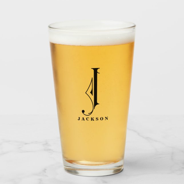 Monogramme classique initial J avec verre de nom d (Devant (rempli))