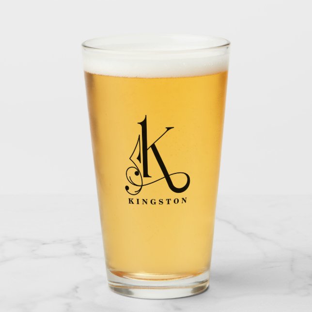 Monogramme classique K initial avec verre de nom d (Devant (rempli))