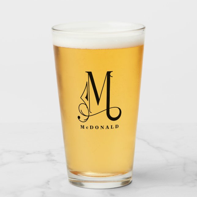 Monogramme classique M initial avec verre de nom d (Devant (rempli))