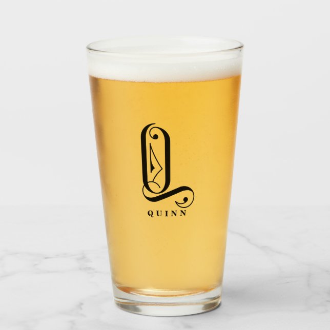 Monogramme classique Q initial avec verre de nom d (Devant (rempli))