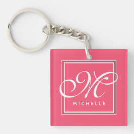 Monogramme classique rose chaud et blanc