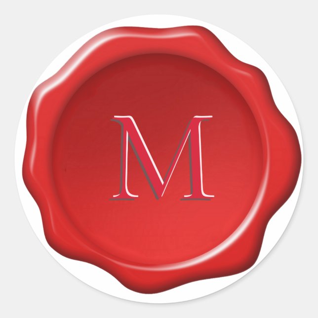 Monogramme classique sur Sticker à cire rouge (Devant)