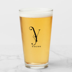 Monogramme classique Y initial avec verre de nom d