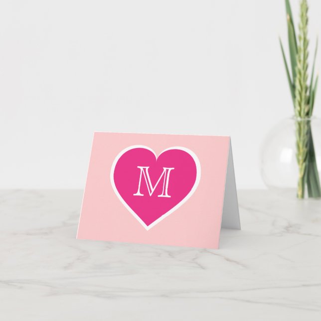 Monogramme coeur rose chaud - blanc à l'intérieur (Devant)