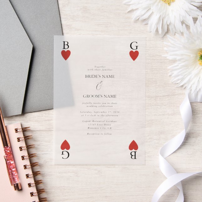 Monogramme Coeurs de la carte de jeu Faire-part de (Mariage)