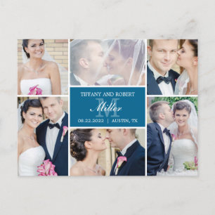 Monogramme Collage Mariage Faire-part - Bleu