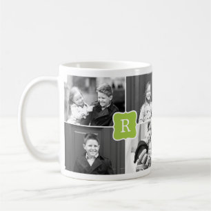 Monogramme Collage personnalisé Photo Mug - Vert