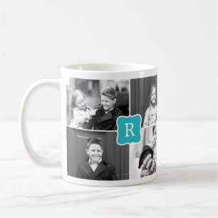 Monogramme Collage Photo personnalisée Mug - Turqu