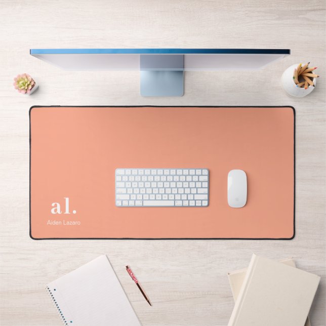 Monogramme Corail Pêche Élégante Feminine Minimali (Bureau 1)