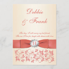 Monogramme Coral Champagne Floral Faire-part de ma