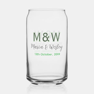 Monogramme couple gris vert moderne date romantiqu