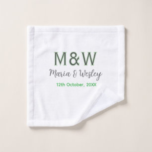 Monogramme couple gris vert moderne date romantiqu