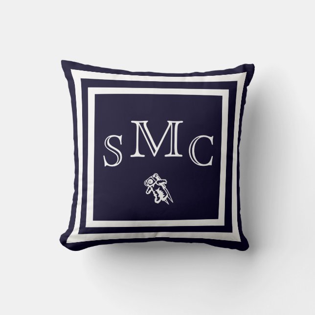MONOGRAMME coussin bleu foncé (Recto)