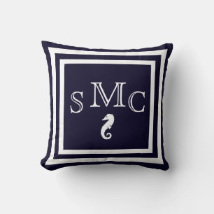MONOGRAMME coussin bleu foncé