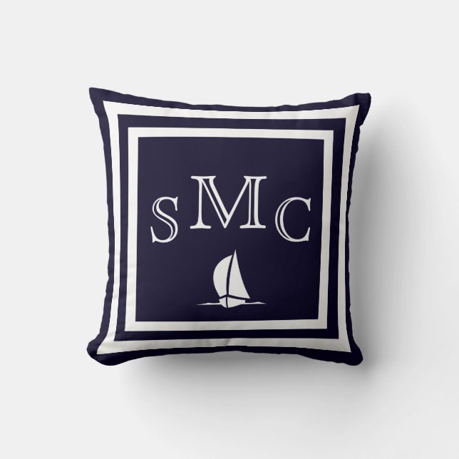 MONOGRAMME coussin bleu foncé (Recto)
