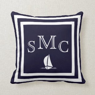 MONOGRAMME coussin bleu foncé